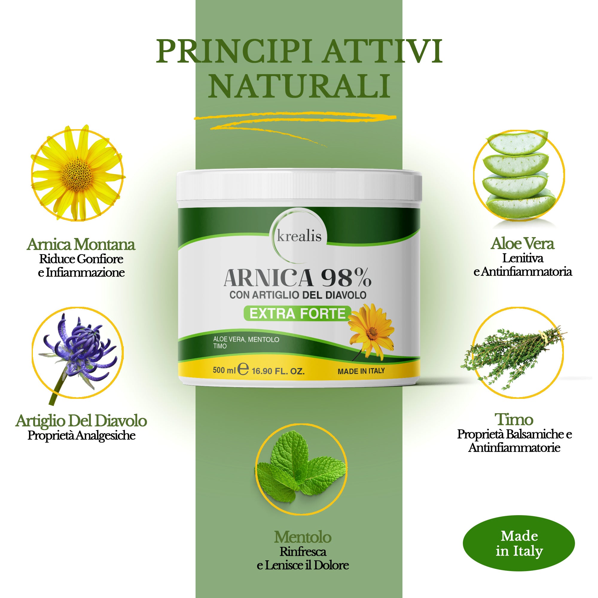 Gel Arnica 98% con Artiglio del Diavolo 500 ML