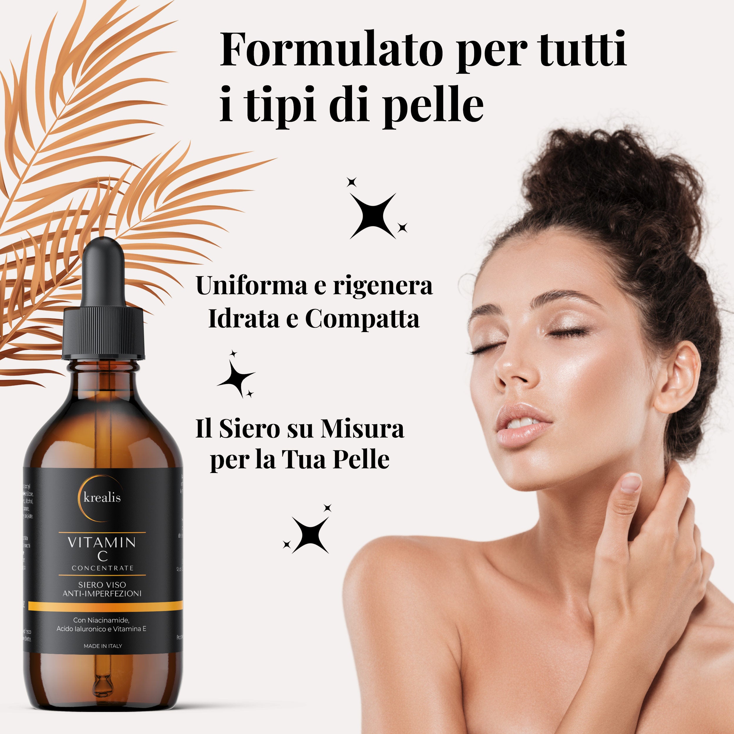 Siero Viso a base di Vitamina C con Niacinamide, Acido Ialuronico e Vitamina E - 100 ML