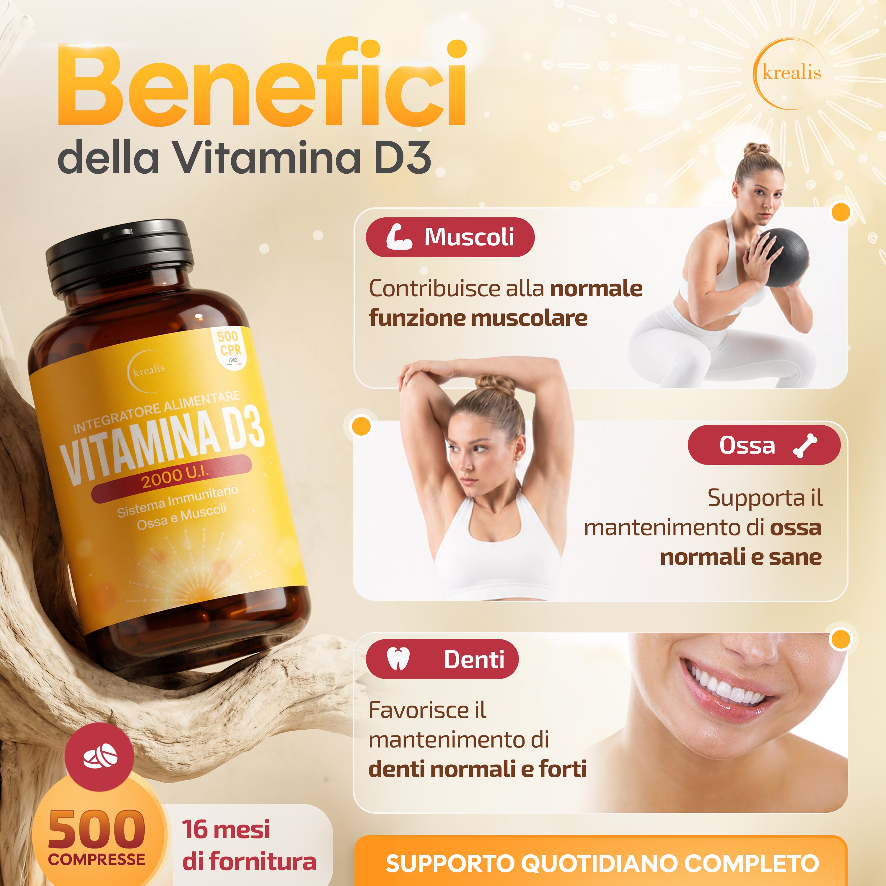 Integratore Vitamina D3 2000 UI - 500 Micro-compresse